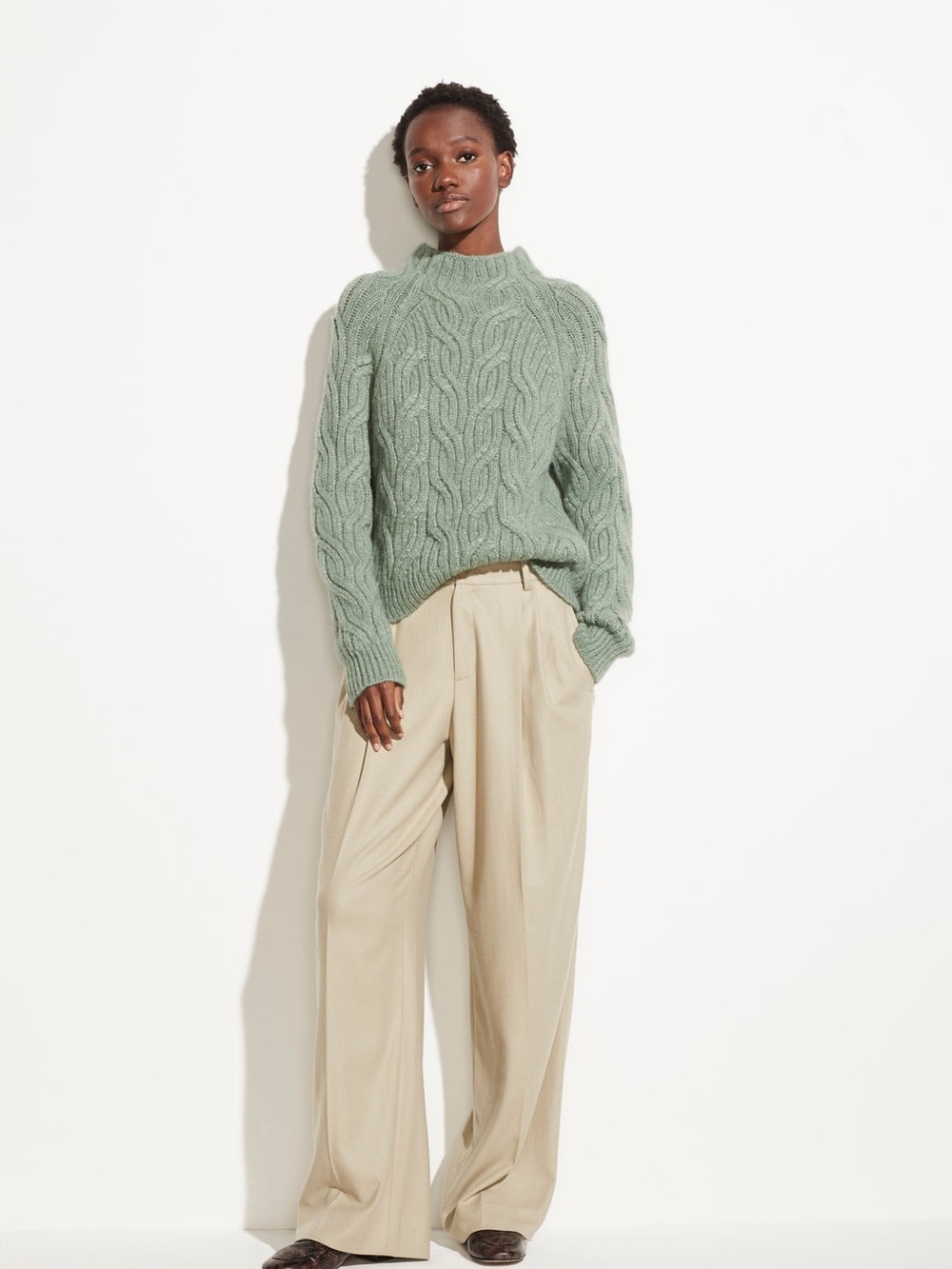 Vince Twisted Chain Turtleneck Sweater in Jadeite - Picture 5 of 6